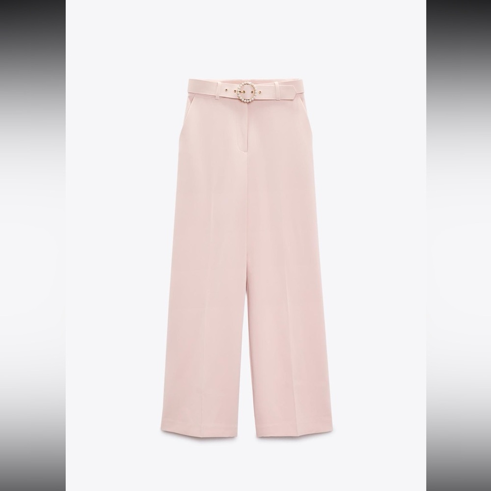 High Waist Culottes Pants with Pearl Belt